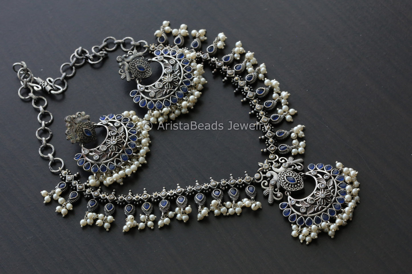 Blue Chandbaali Necklace Set
