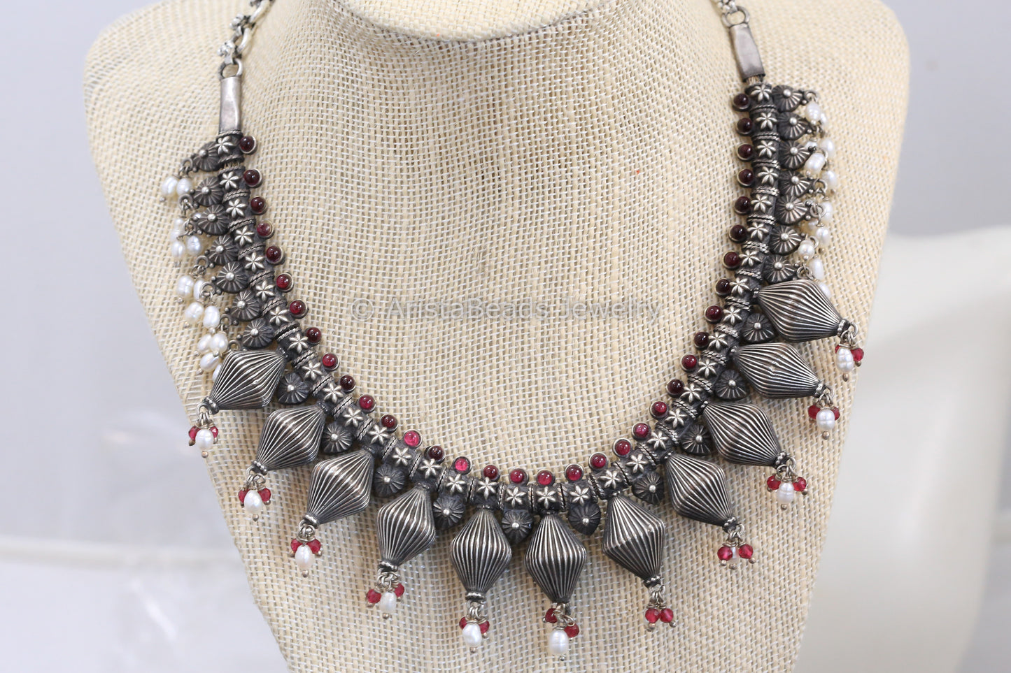 Sterling Silver Kemp Stone Dholki Necklace