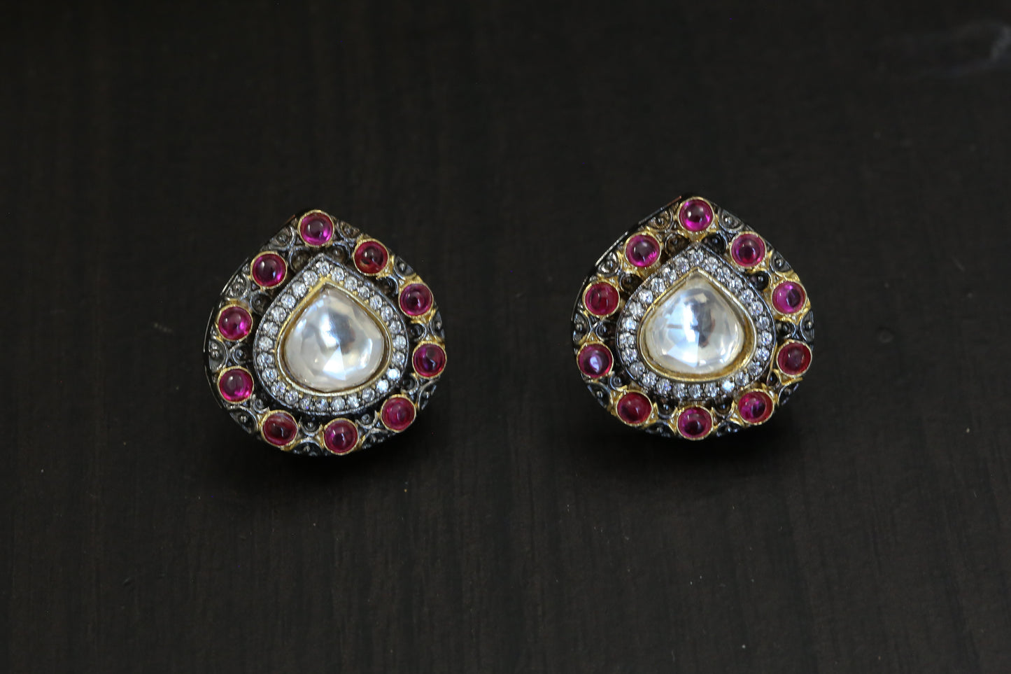 Victorian Uncut Polki Stud Earrings
