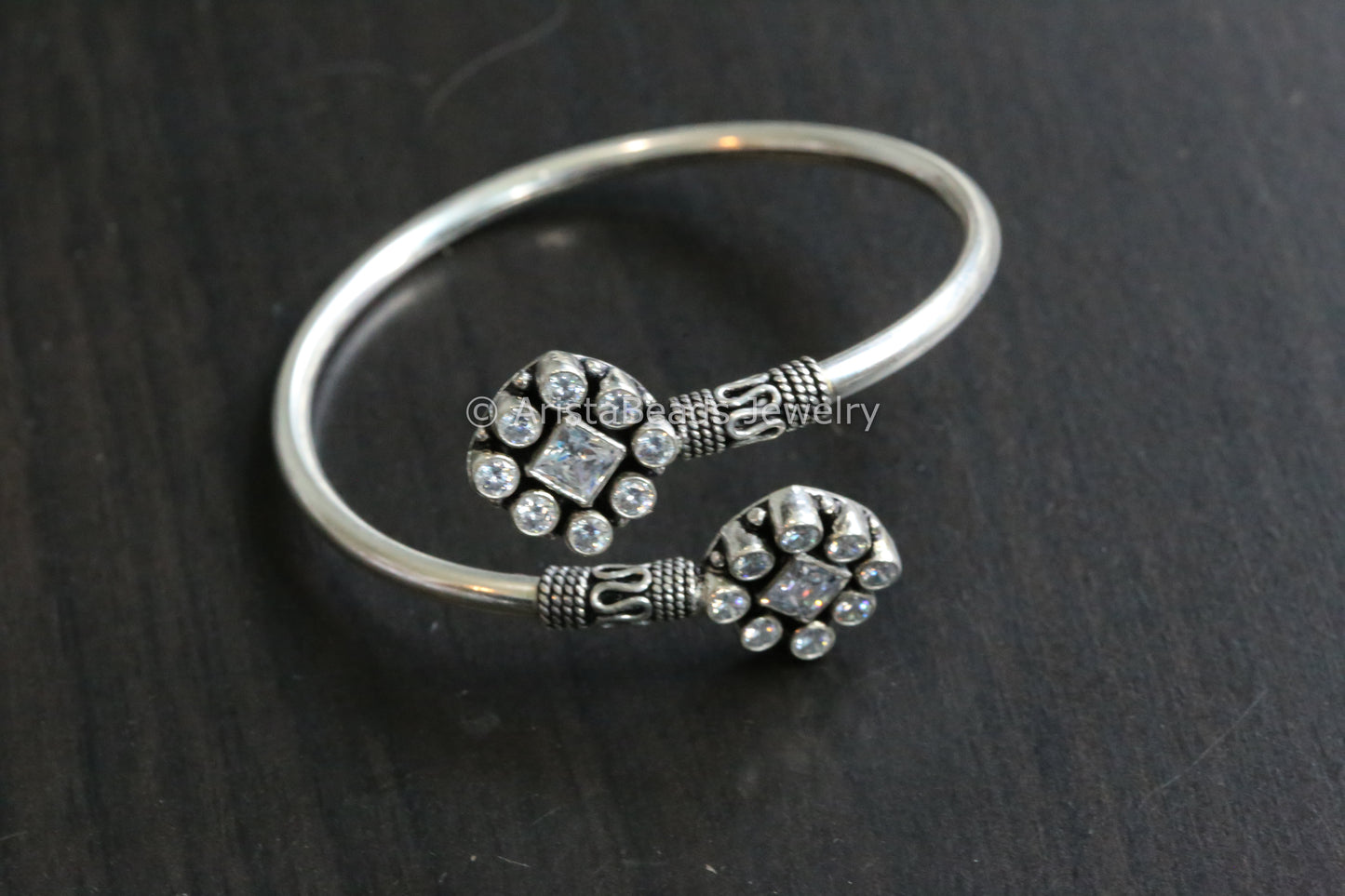 925 Sterling Silver Clear Bracelet ( Adjustable)