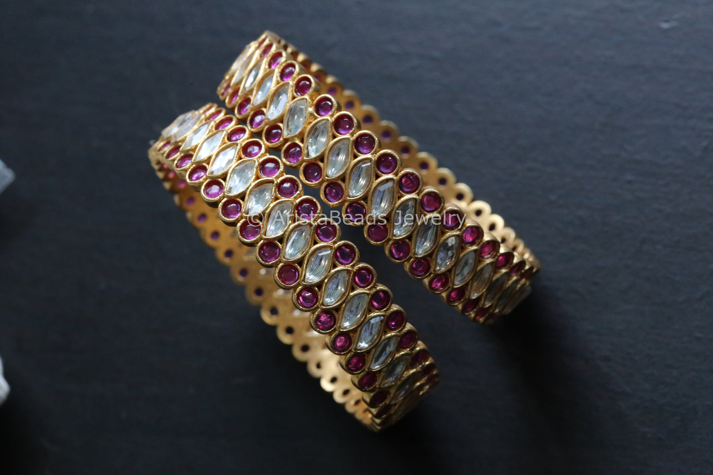 Ruby Kemp & Uncute Polki Kundan Bangle Set (2.4)