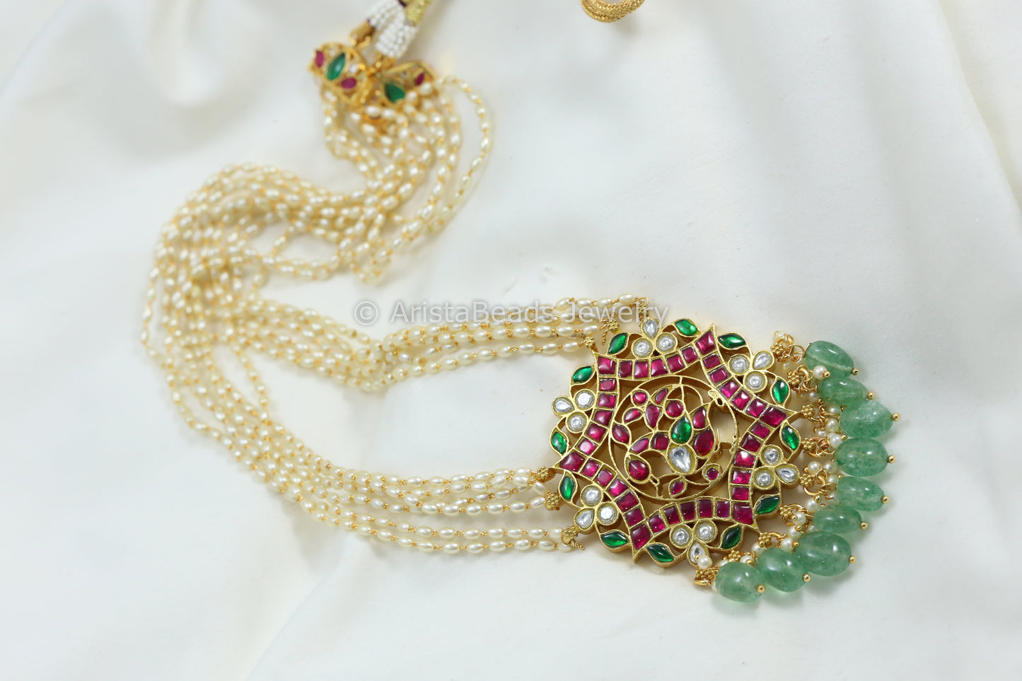 Jadau Kundan Rice Pearls Necklace