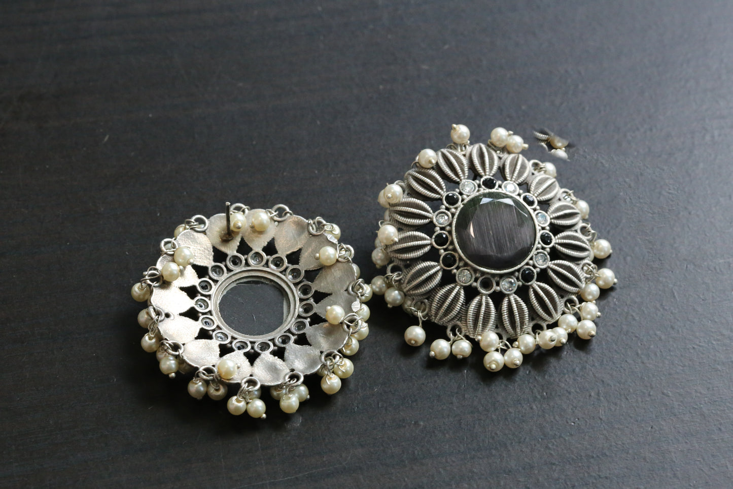 Extra Large Monalisa Stone & Pearl Studs