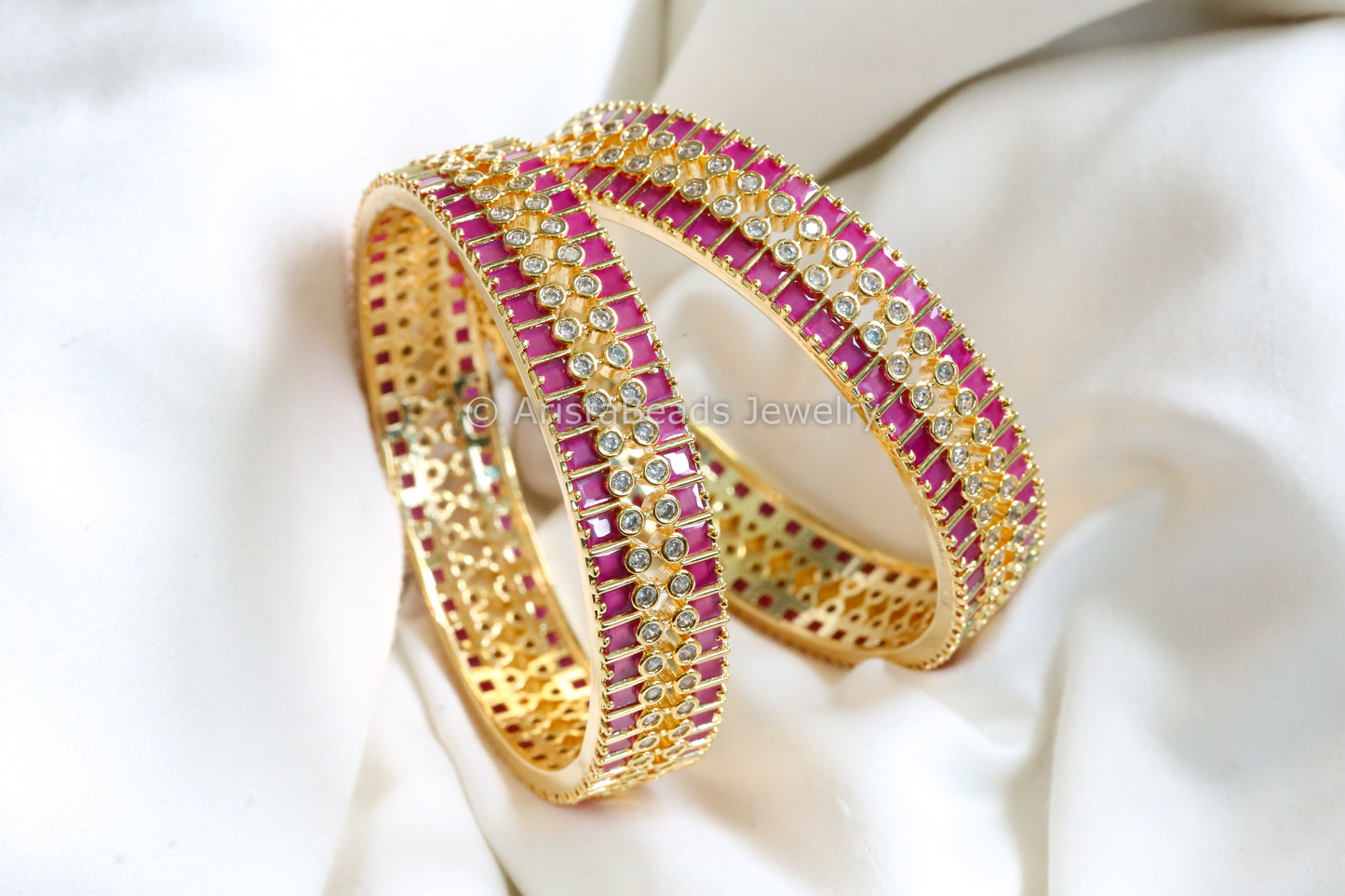 Ruby CZ Bangle Set (2.4, 2.6)