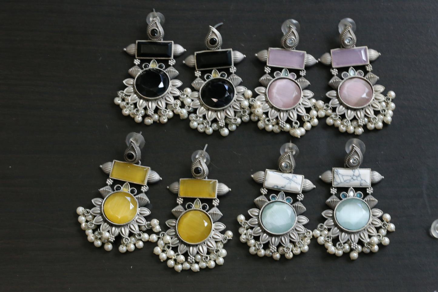 Monalisa Stone Oxidized Earrings