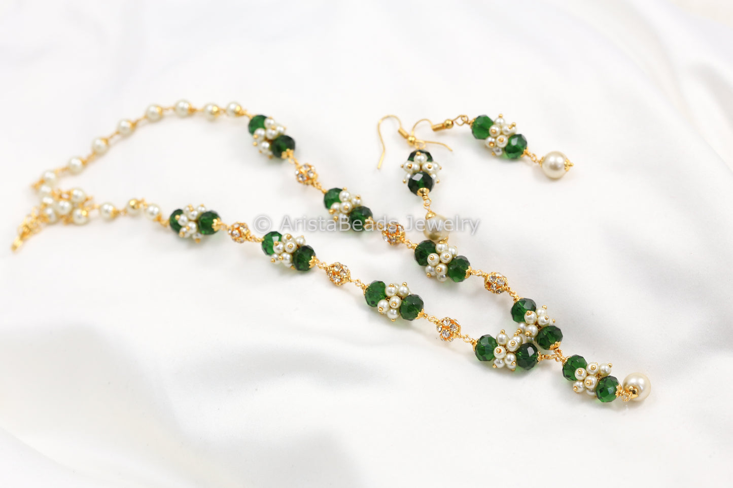 Green Beads Mala Necklace Set