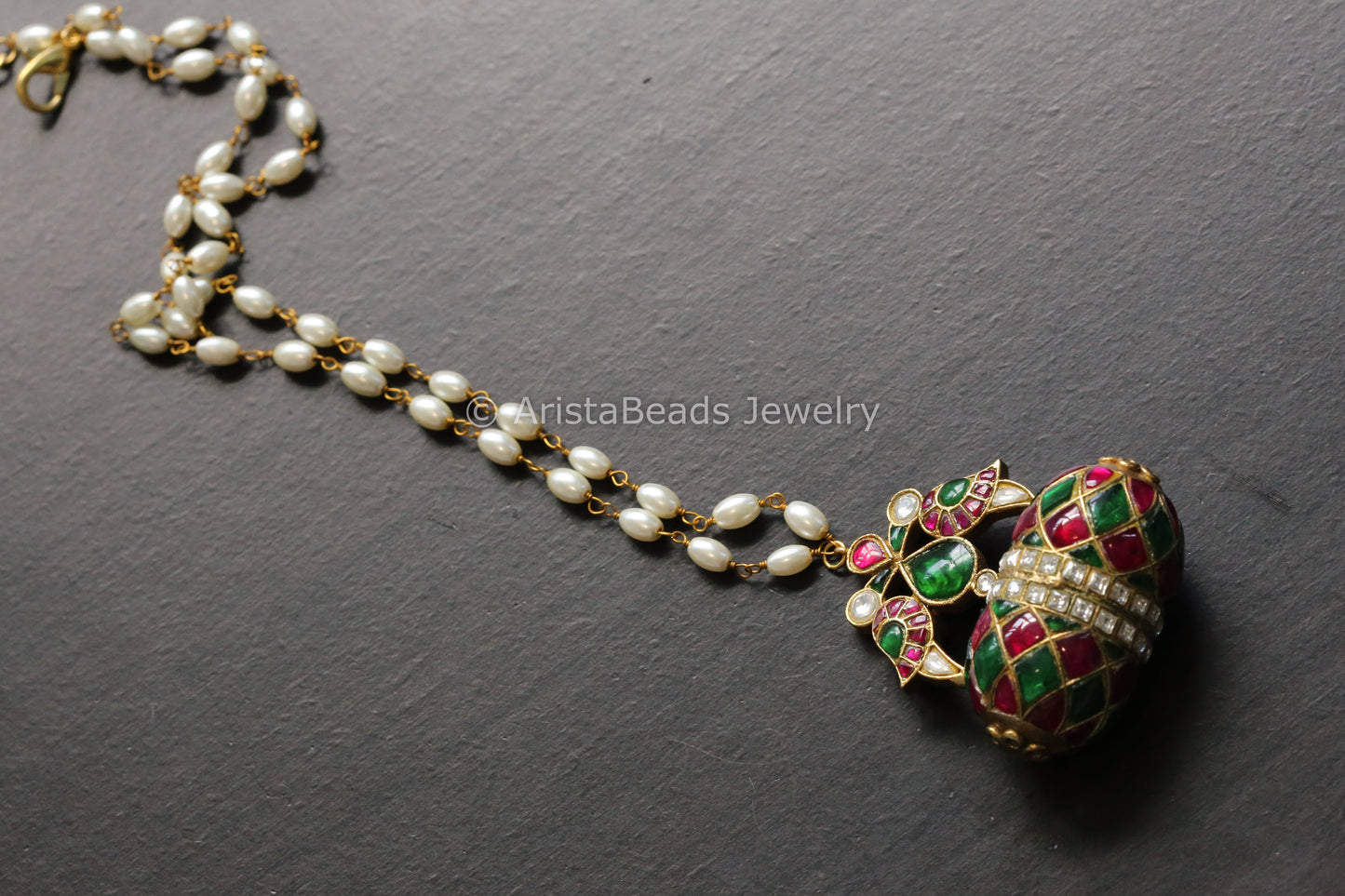 Dainty Jadau Kundan Peacock Necklace