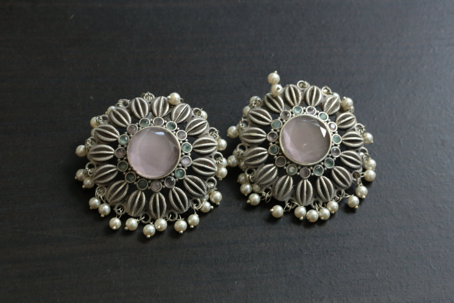 Extra Large Monalisa Stone & Pearl Studs