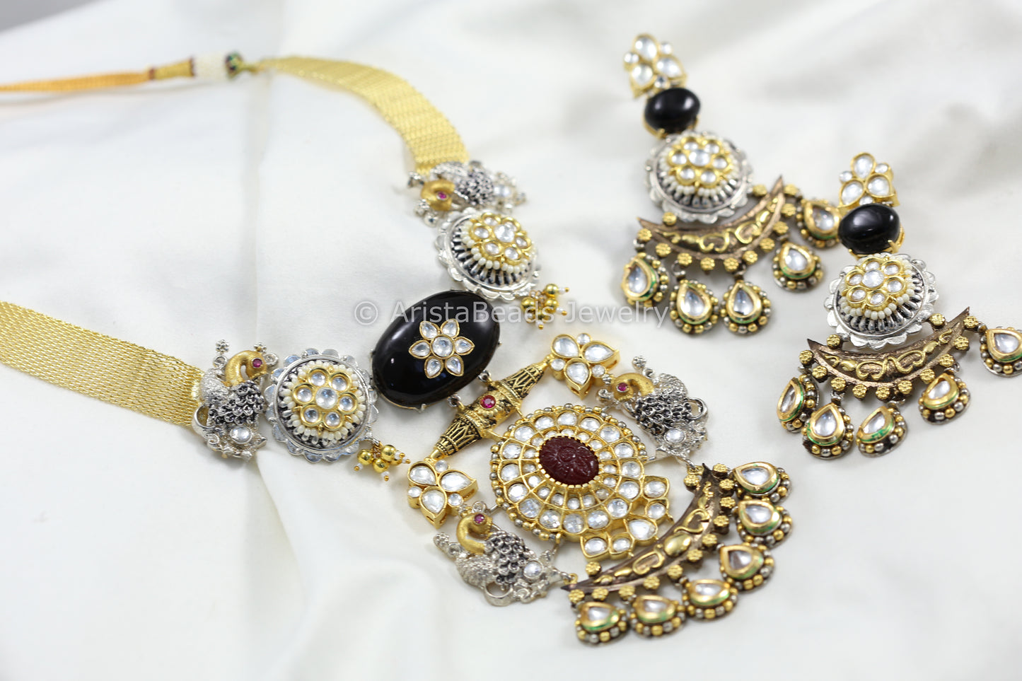 Contemporary Dual Tone Uncut Kundan Set