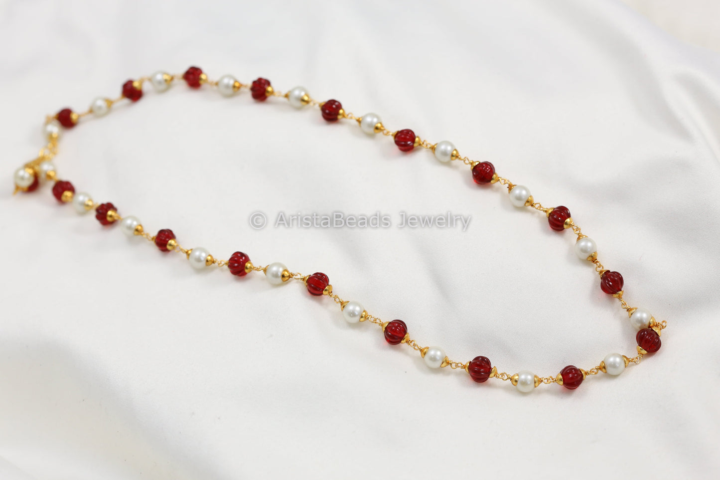 Red Melon Beaded Mala