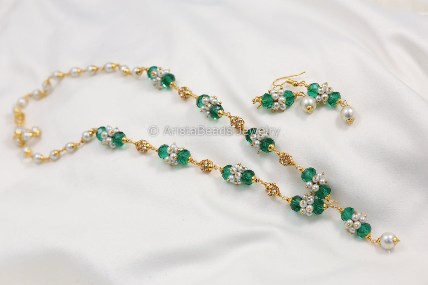 Light Green Beads Mala Necklace Set