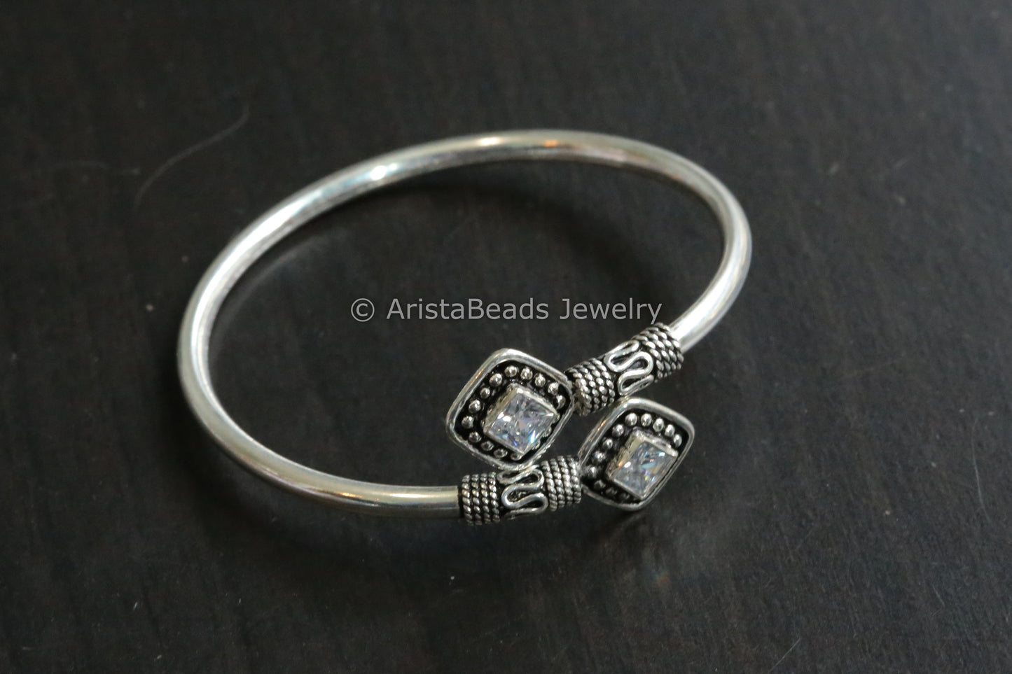 925 Sterling Silver CZ Bracelet ( Adjustable)
