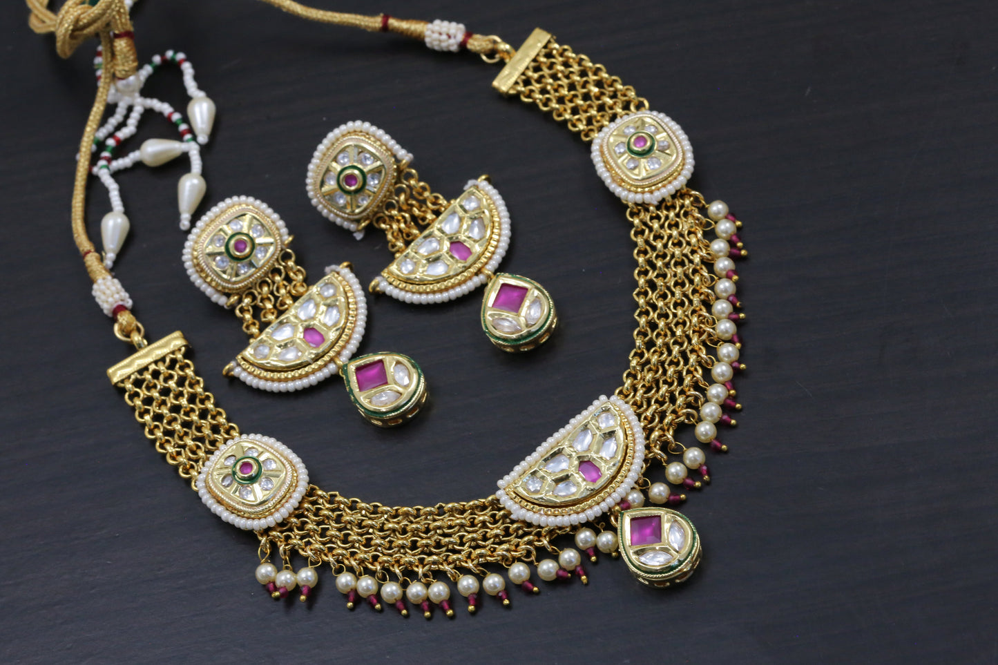 Gold Look Alike Kundan Necklace Set
