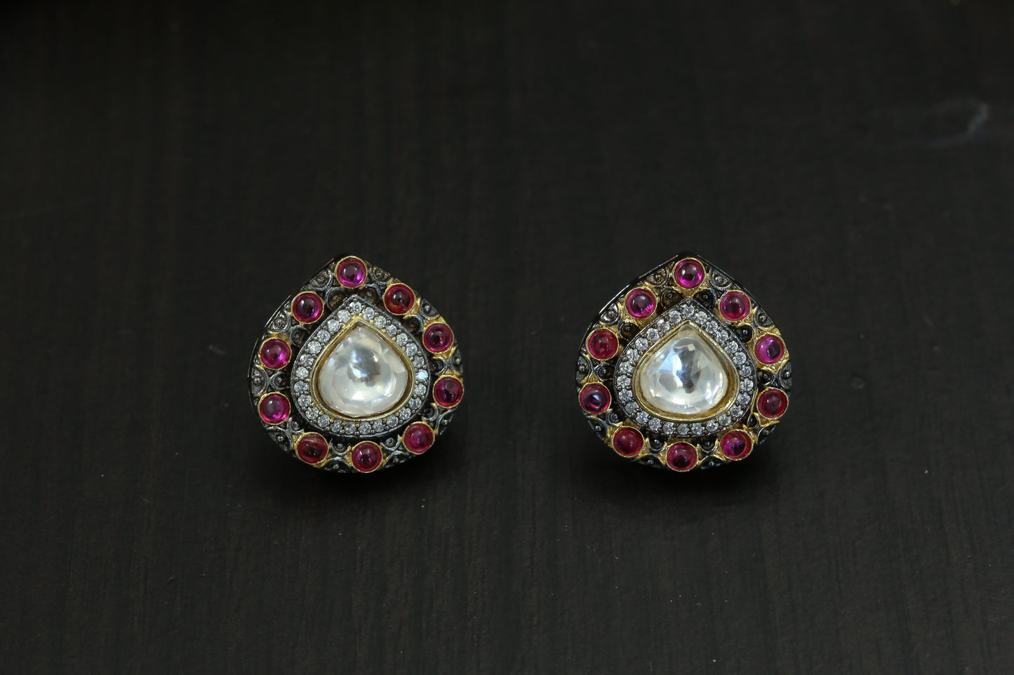 Victorian Uncut Polki Stud Earrings