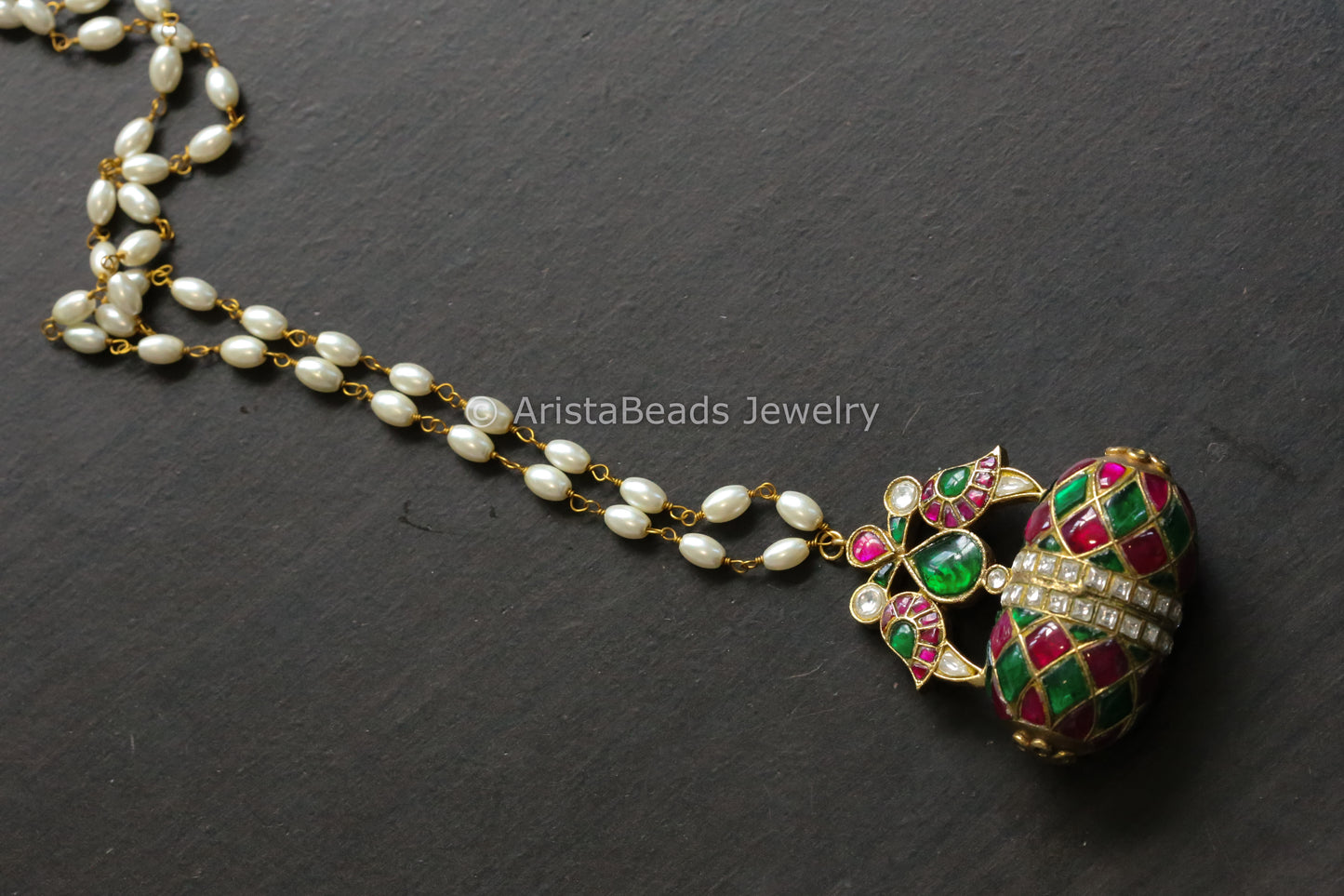 Dainty Jadau Kundan Peacock Necklace