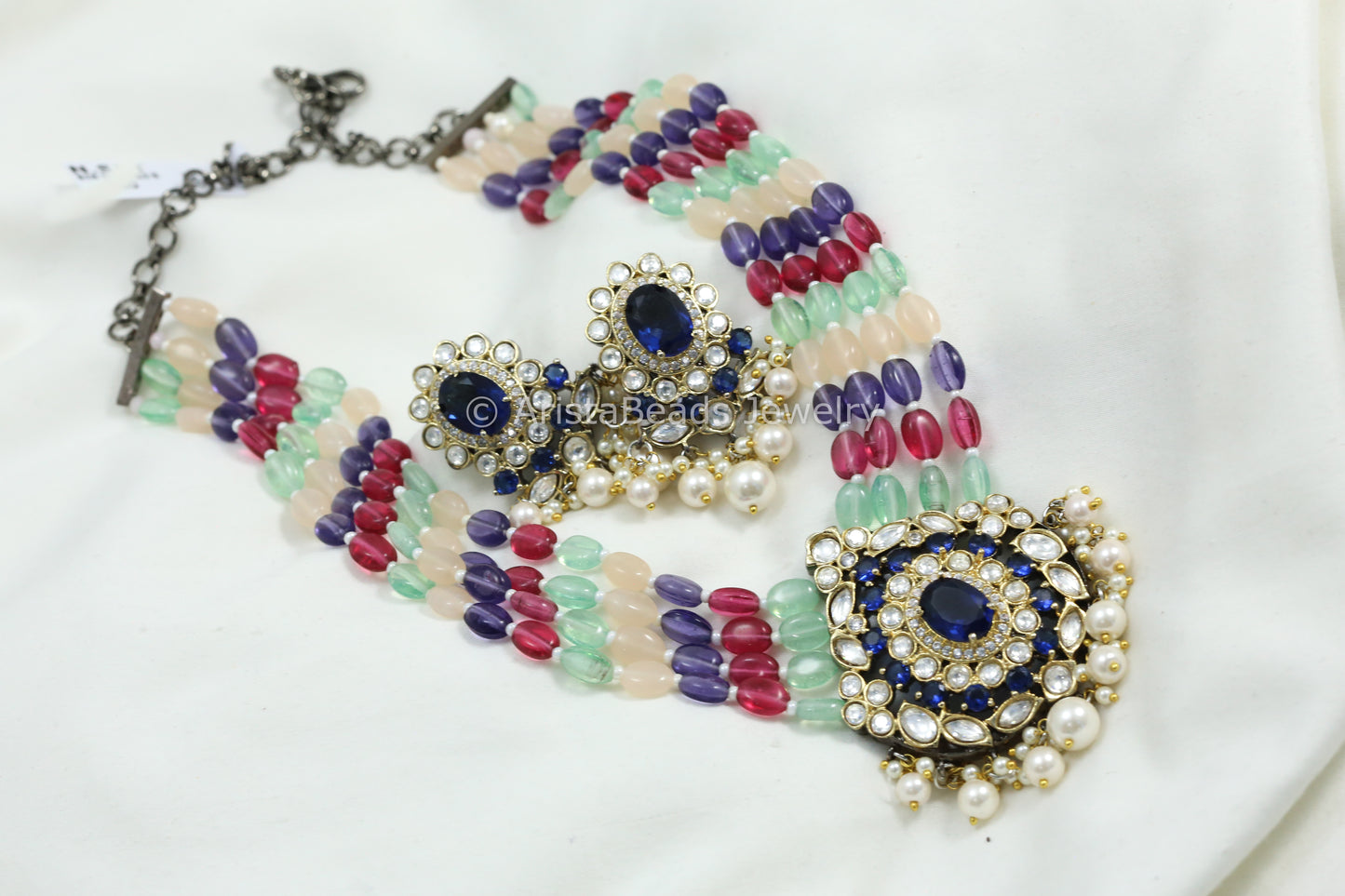 Victorian Uncut Kundan Necklace Set - Multi