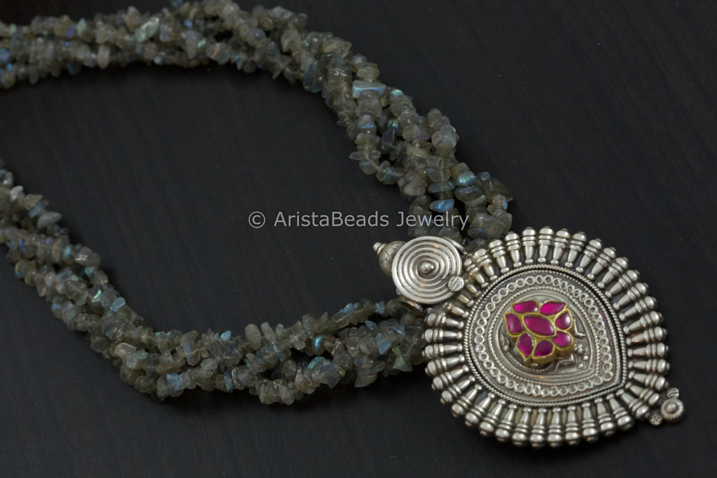 925 Sterling Silver Pendant In Labradorite Mala