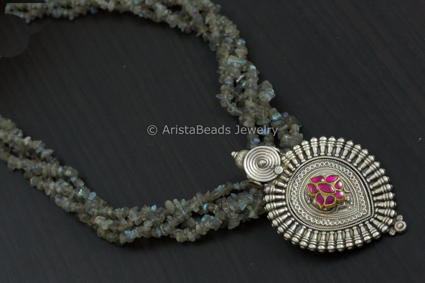 925 Sterling Silver Pendant In Labradorite Mala