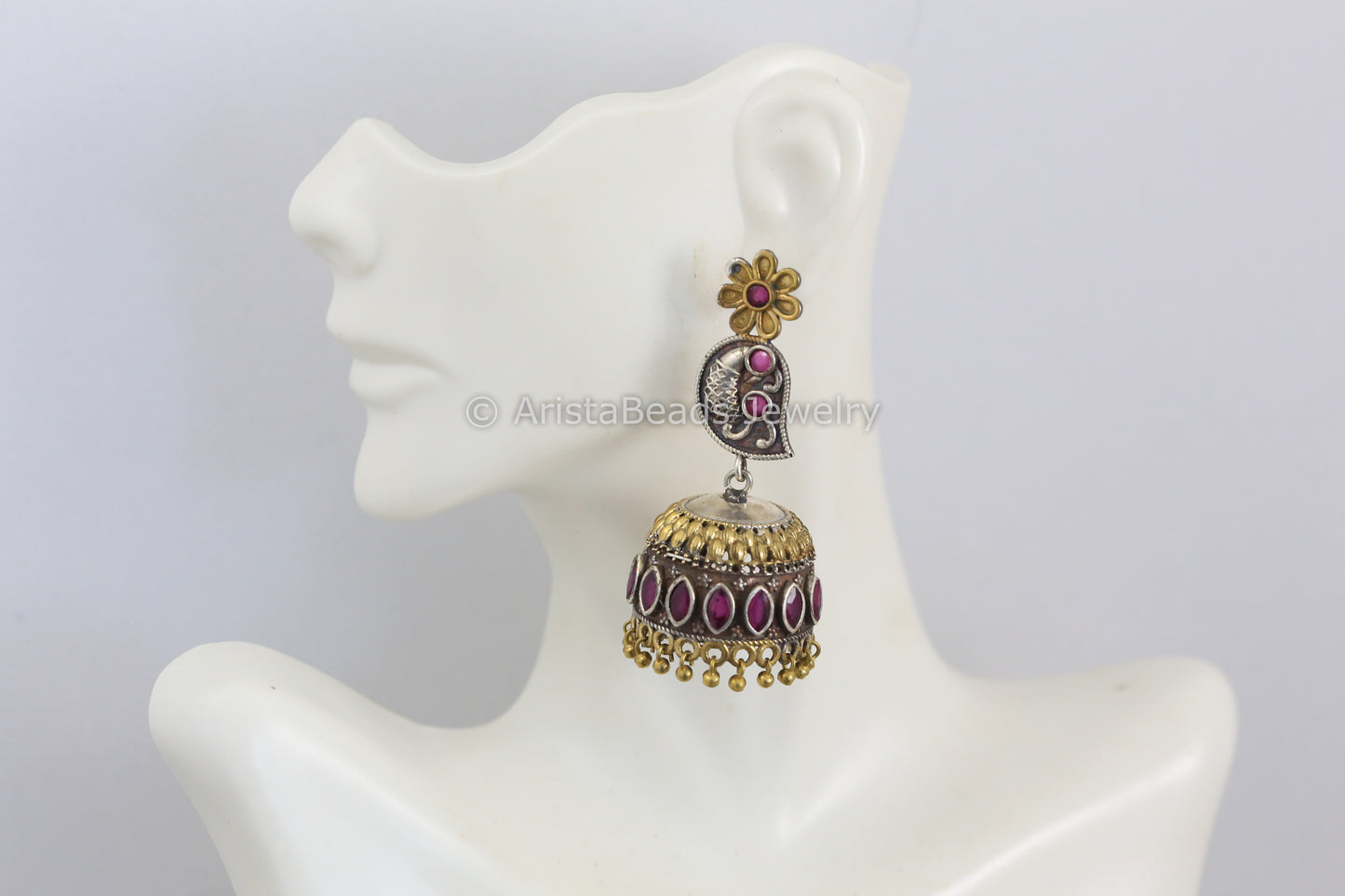 Ruby Peacock Dual Tone Jhumka