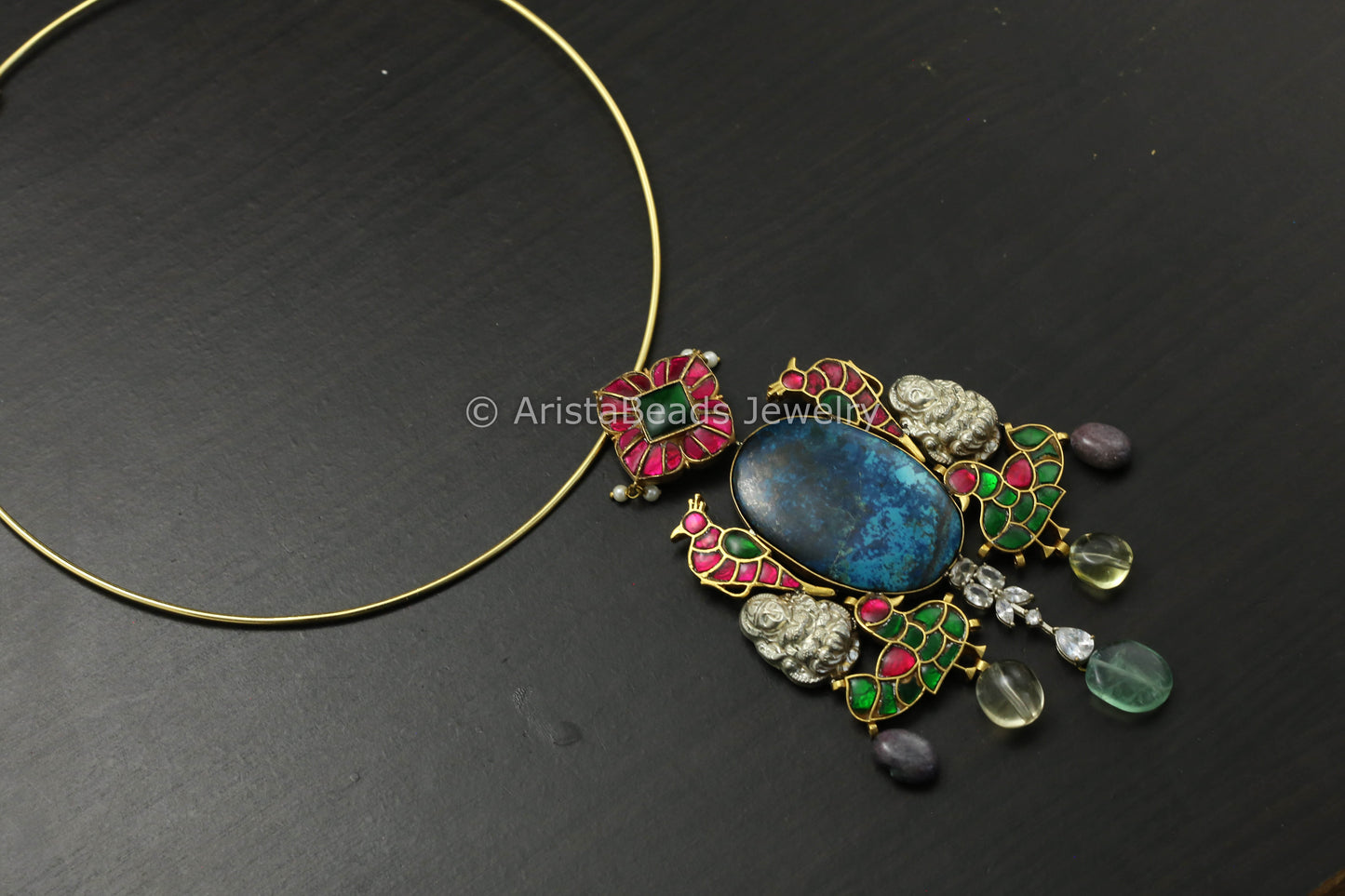 Contemporary Fusion Jadau Hasli Necklace - Jasper