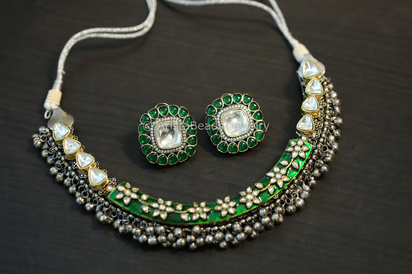 Contemporary Dual Tone Enamel Kundan Set