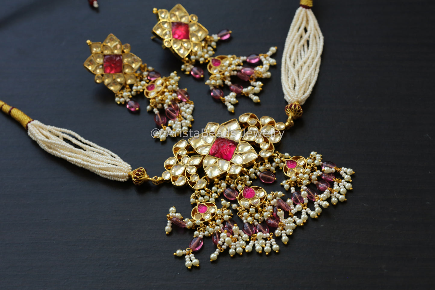 Premium Quality Pachi Kundan Rhodolite Choker Set