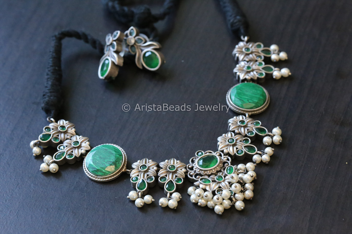 Green Oxidized Necklace Set