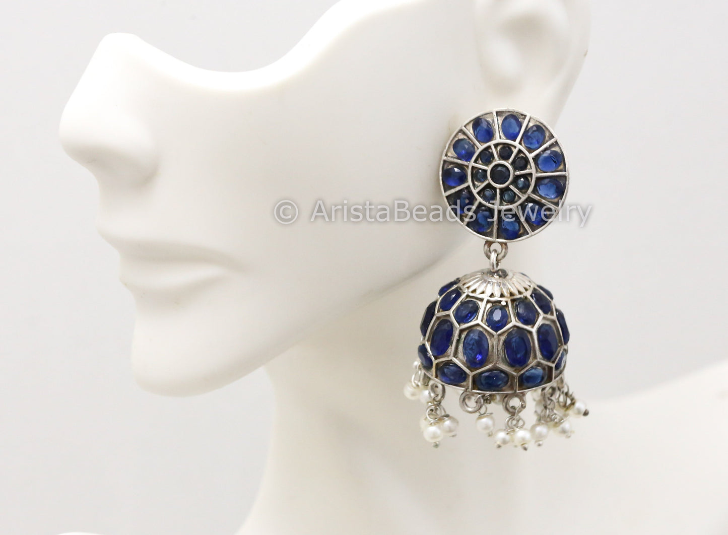 Jadau Look Oxidized Jhumka - Blue