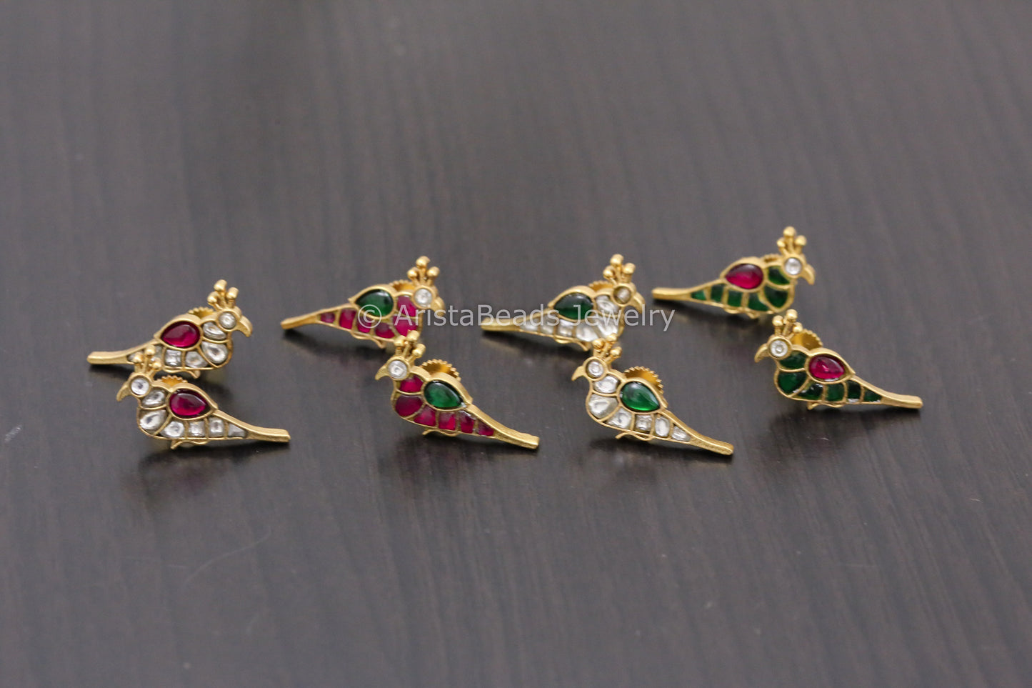 Jadau Real Silver Look Alike Small Bird Earrings
