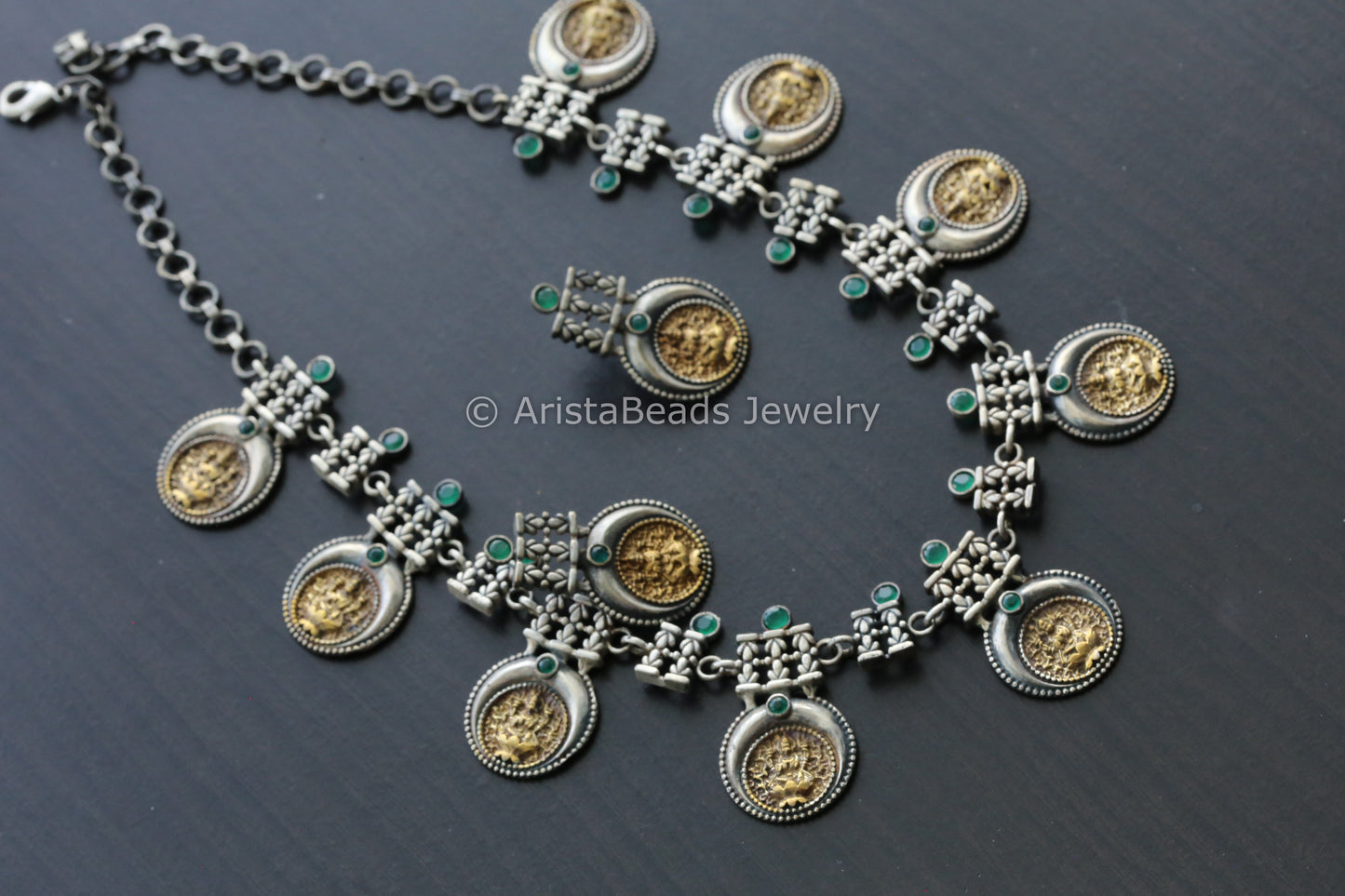 Dual Tone Lakshmi Necklace Set
