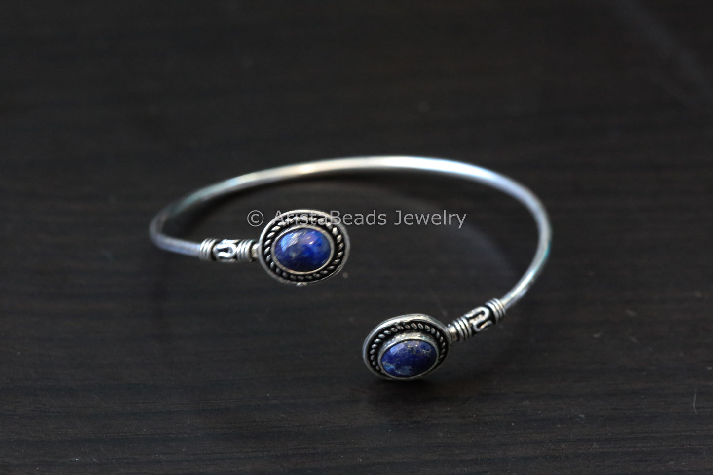 Dainty Oxidized Bracelet - Lapis