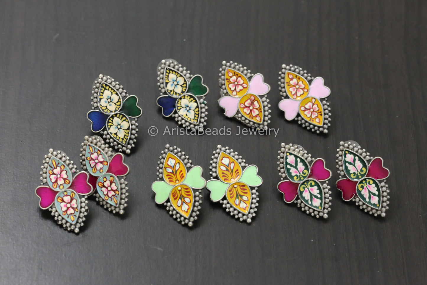 Enamel Leaf Studs