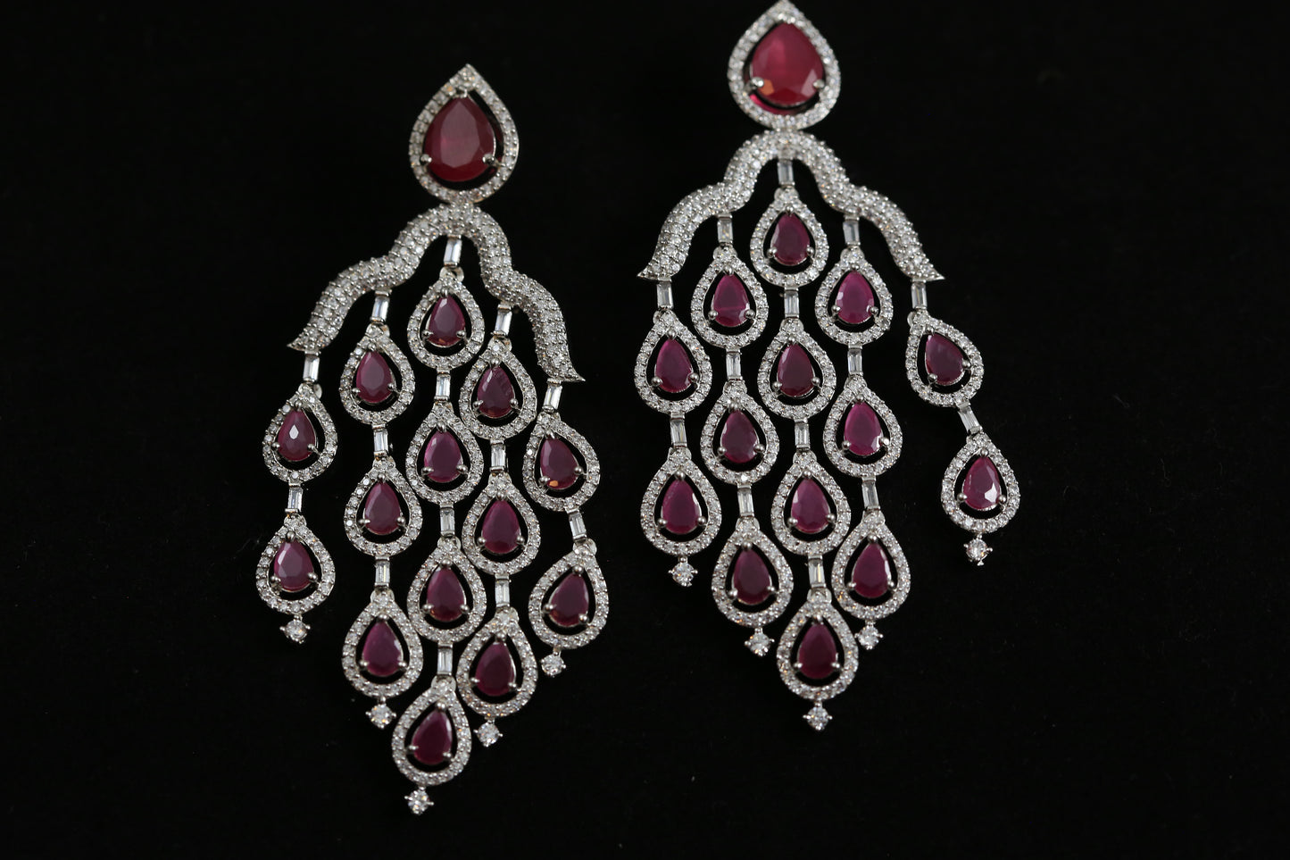 Layered Ruby CZ/ AD Earrings