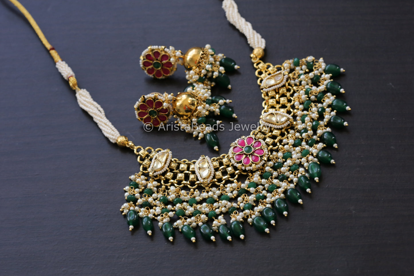 Antique Gold Pachi Kundan Necklace Set