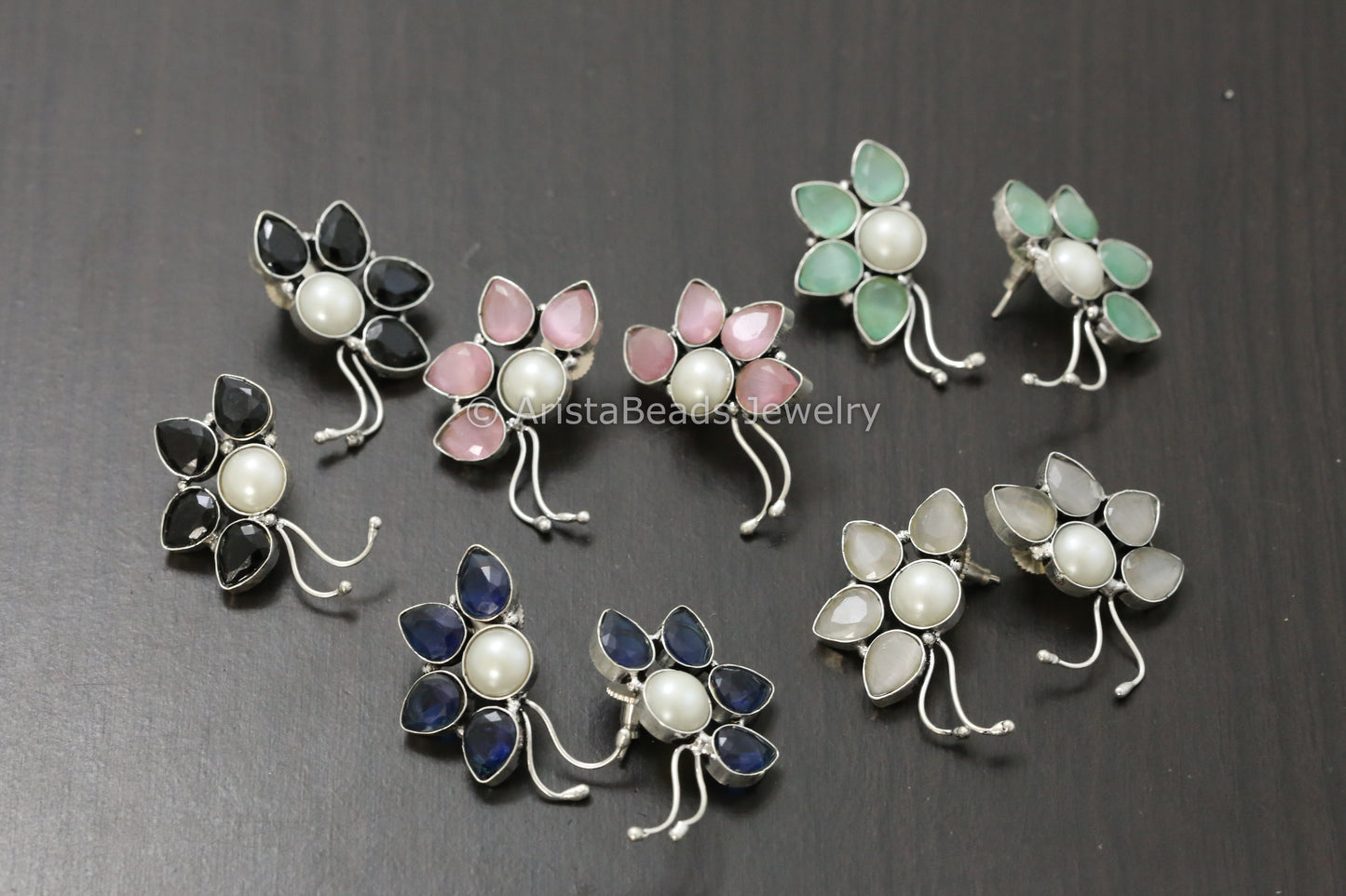 Silver Look Real Pearl Earrings