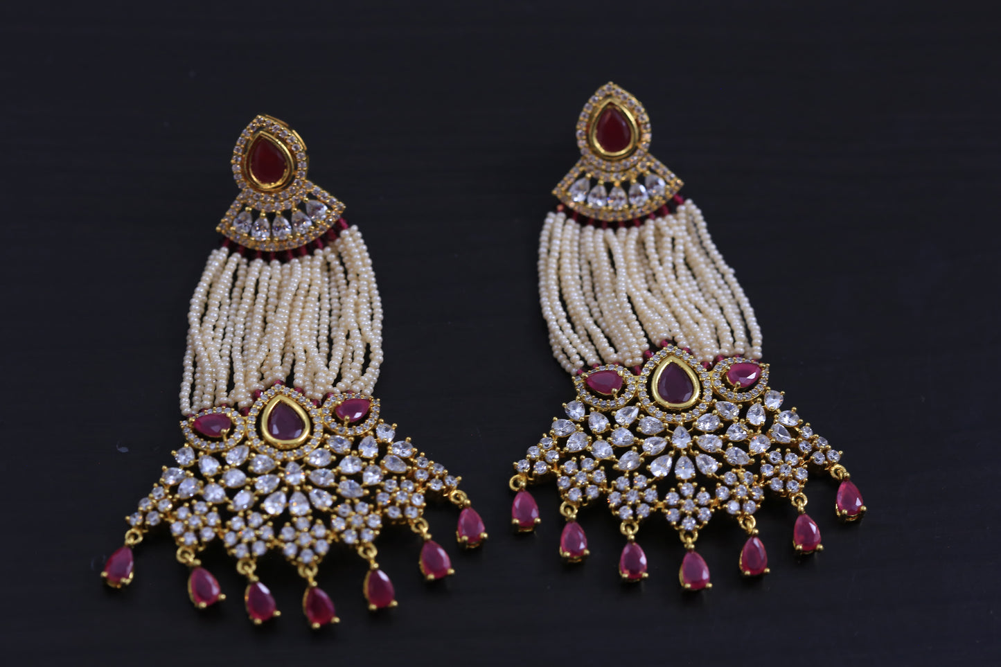 Victorian Pasa Ruby CZ Earrings