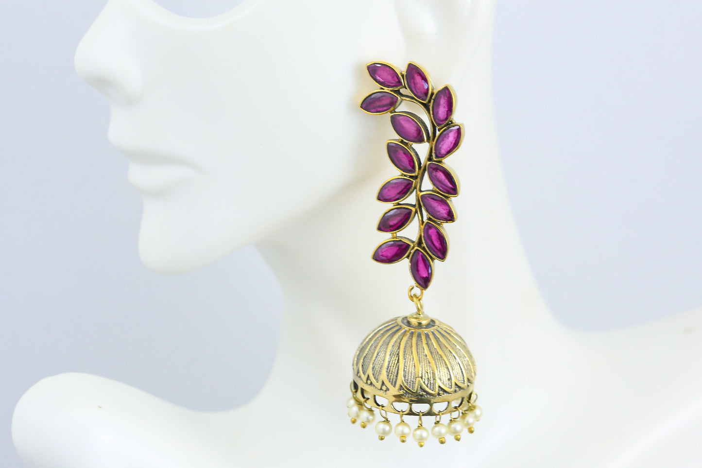 Antique Ruby Pearl Jhumka
