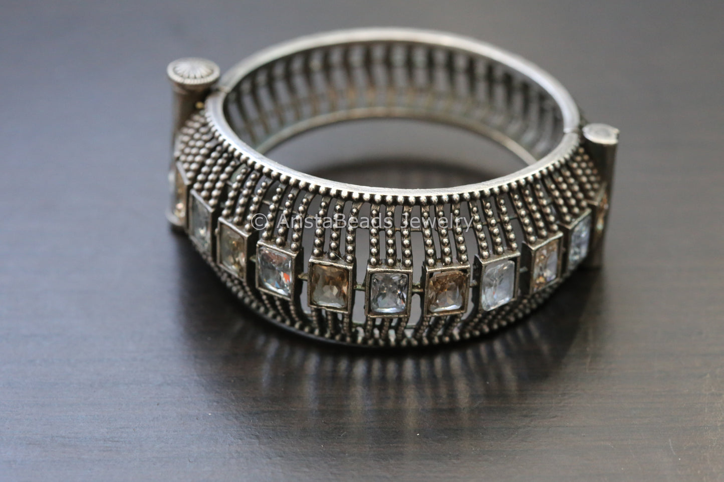 Clear & Champagne Bangle Bracelet (Openable)