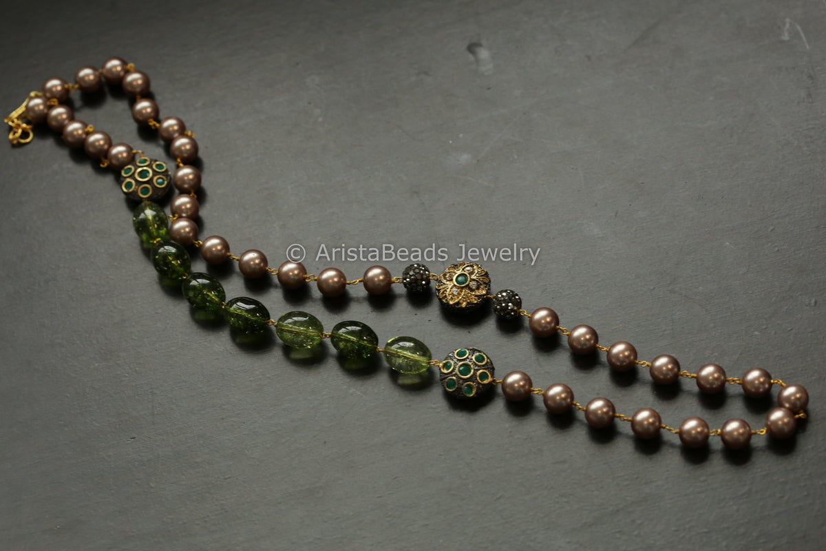 Pearl & Oxidized Beads Necklace