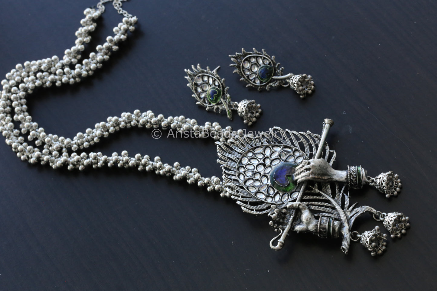 Flute German Silver Necklace Set
