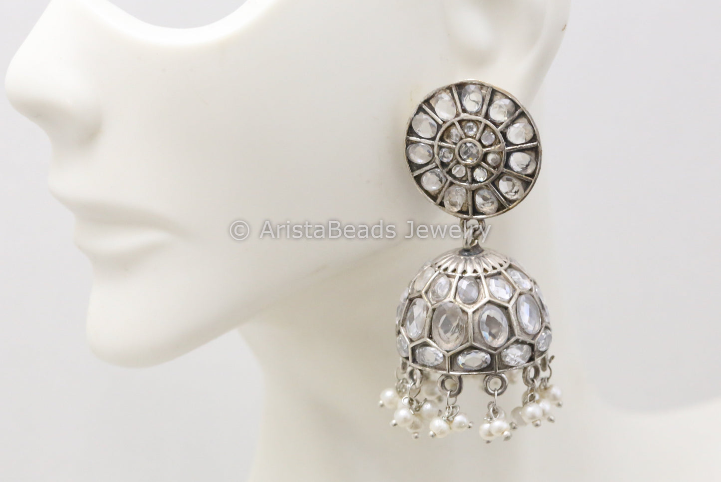 Jadau Look Oxidized Jhumka -Clear