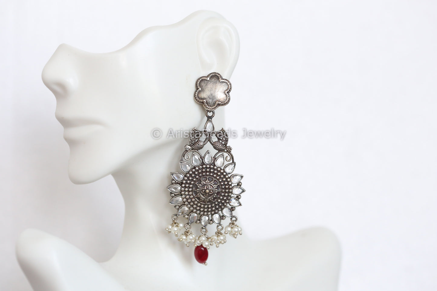 Clear Silver Finish Earrings