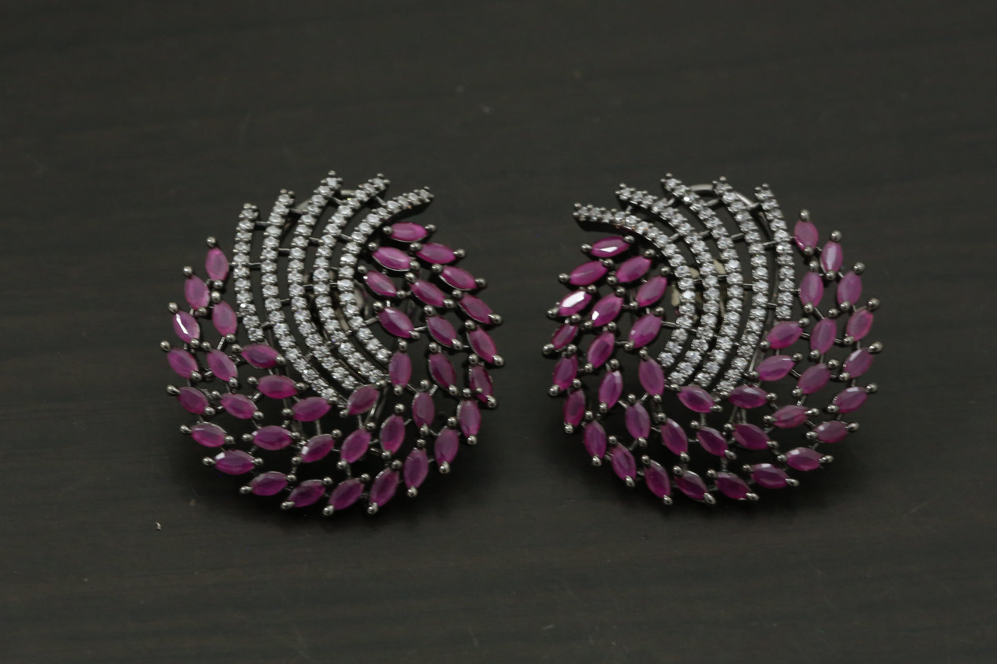 Victorian Ruby CZ Earrings