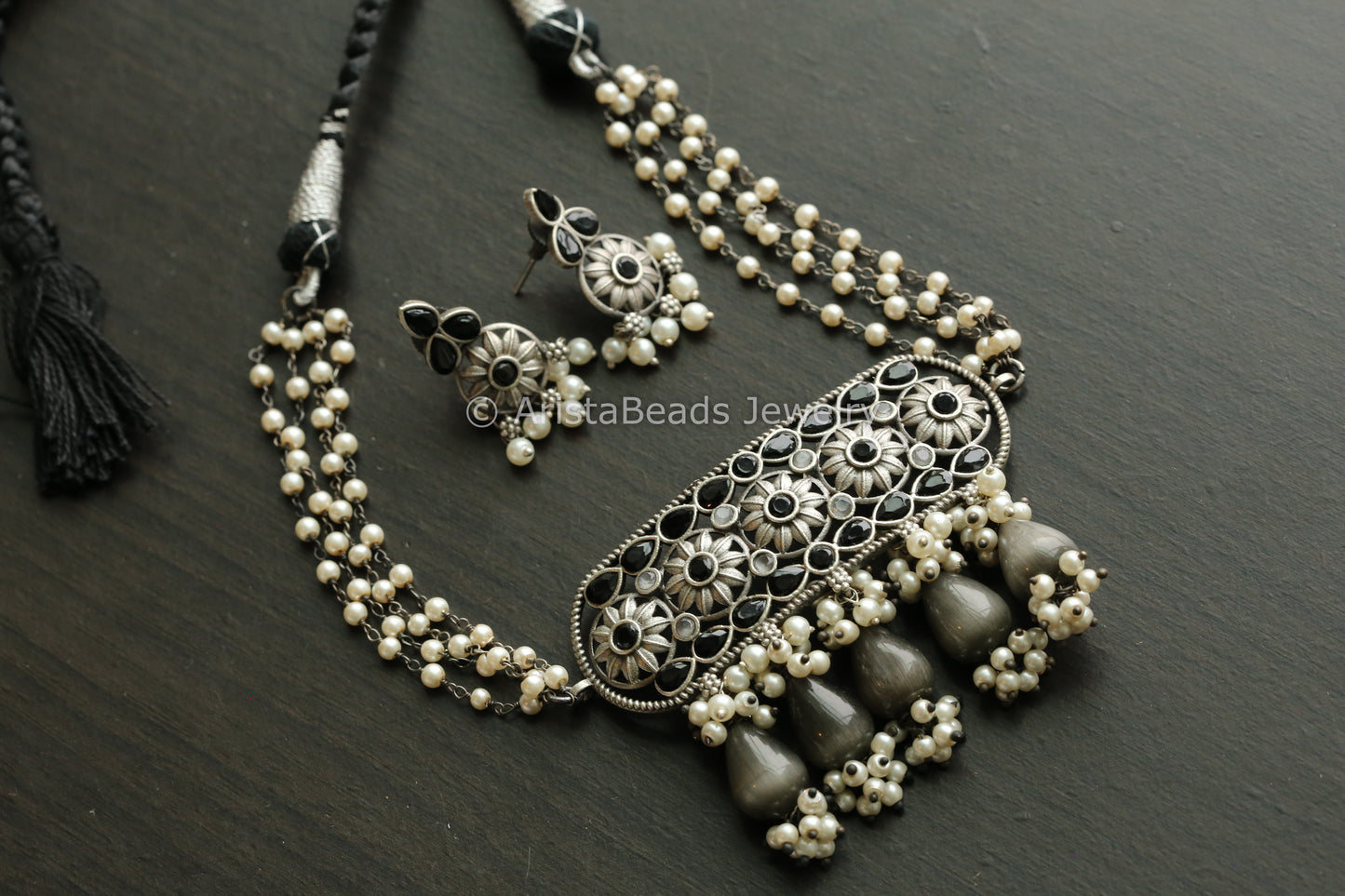 Oxidized Necklace Set -Black