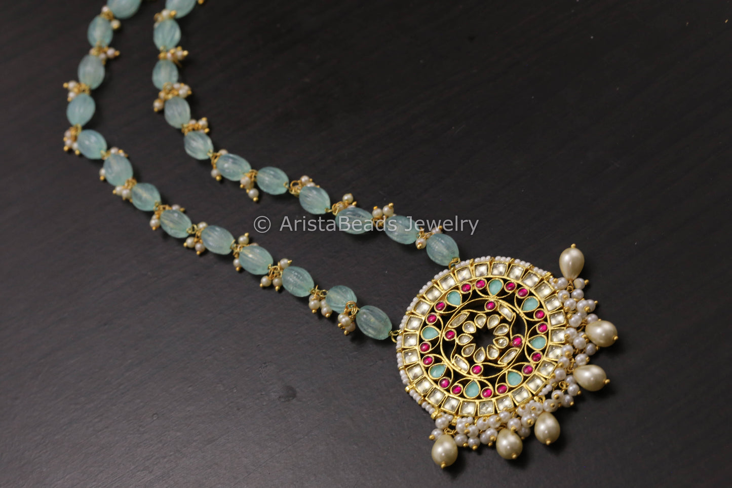 Mint Pachi Kundan Necklace