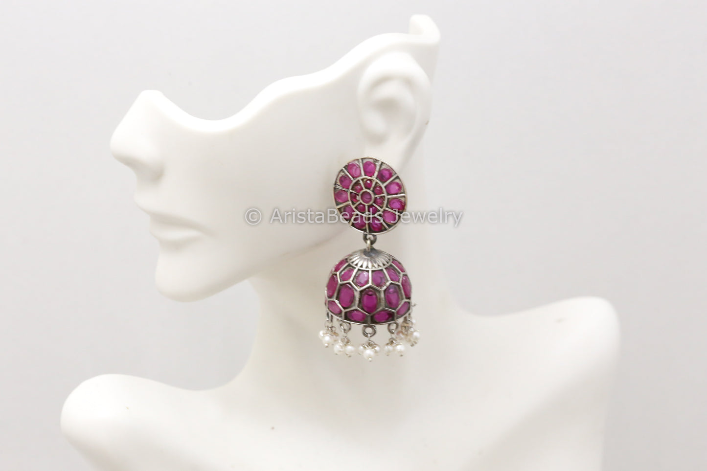 Jadau Look Oxidized Jhumka - Ruby