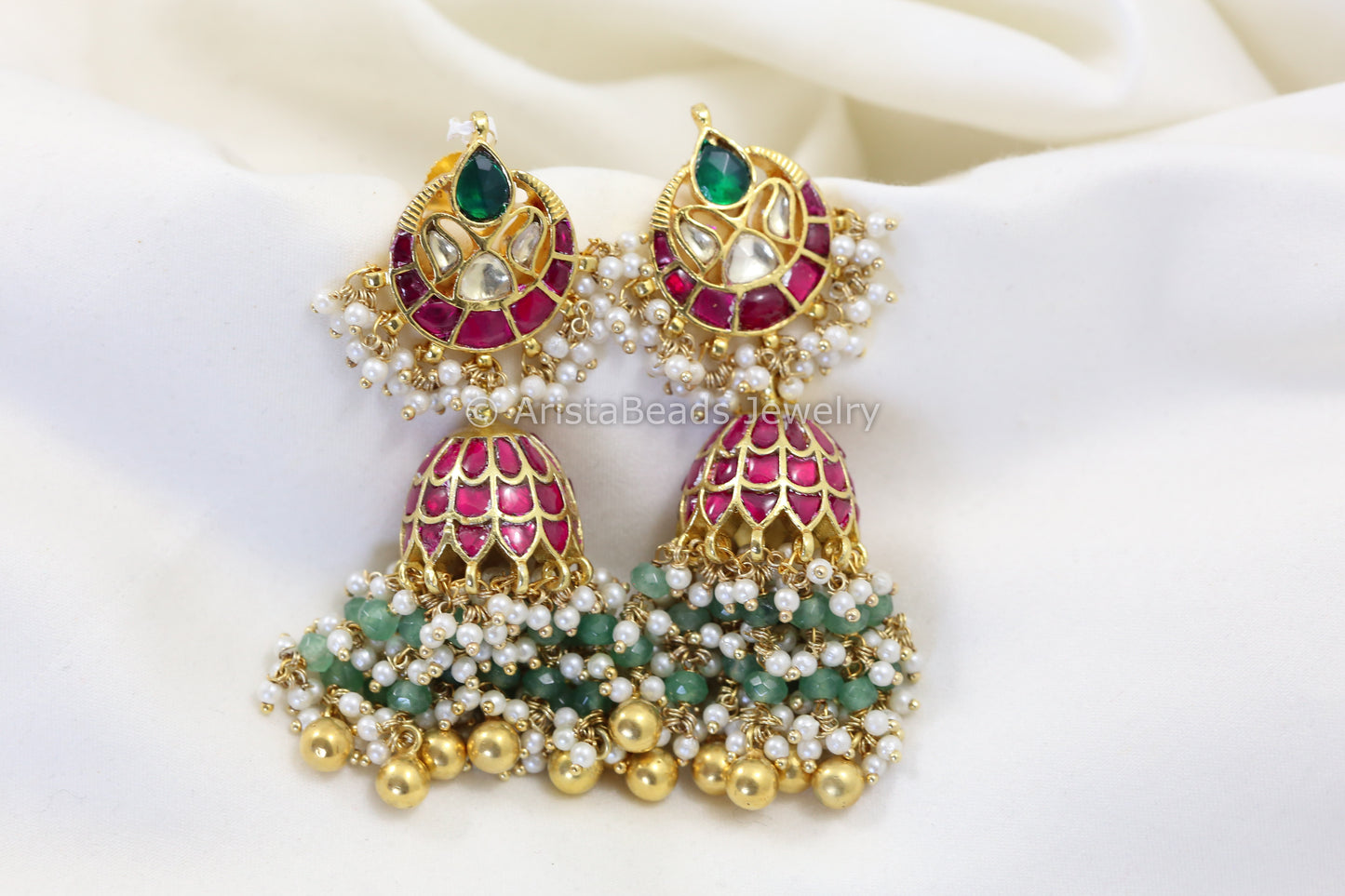 Handmade Pachi Kundan Jadau Jhumka