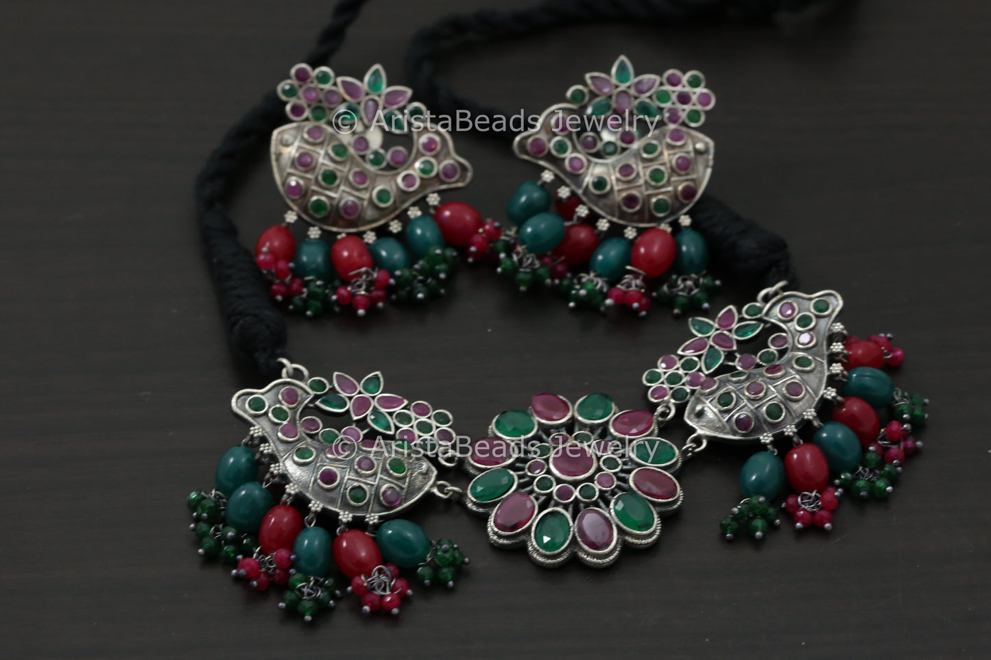 Silver Look Fish CZ Necklace Set - Multicolor