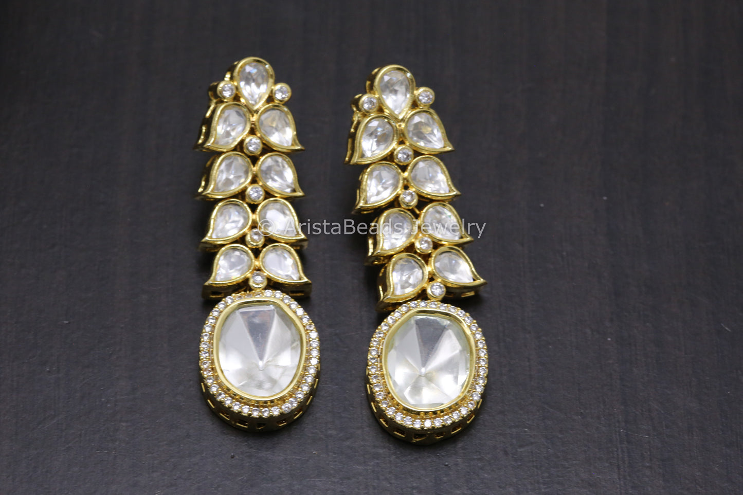 Gold Uncut Polki Kundan Earring