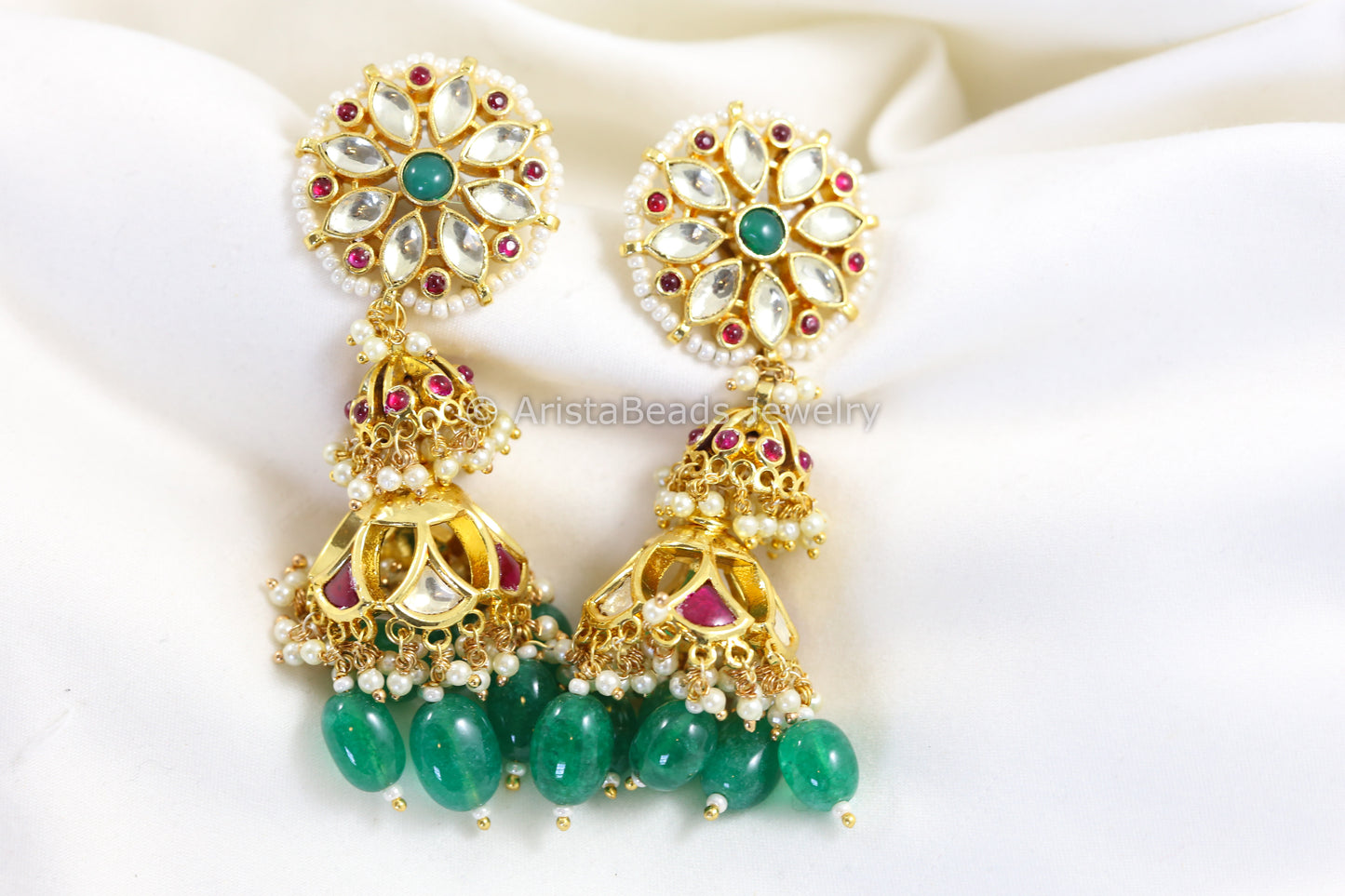 Handmade Pachi Kundan Multicolor Jhumka